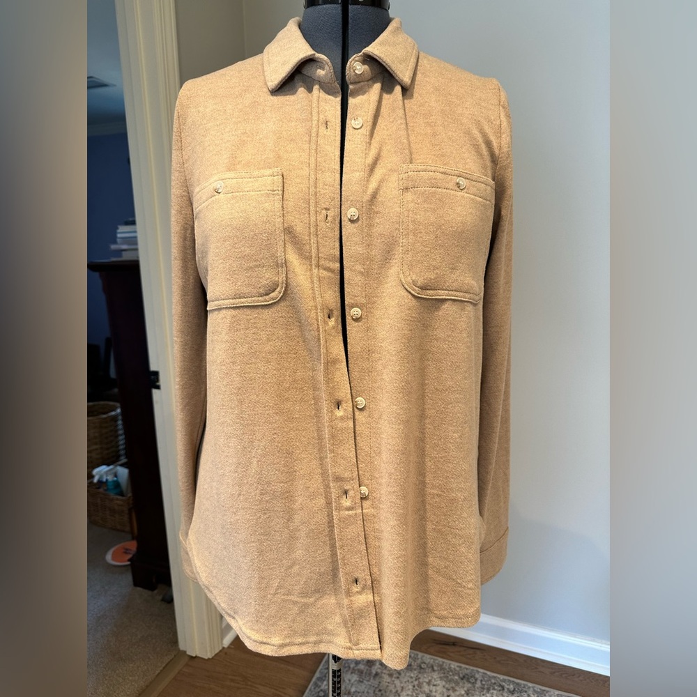 Thread & Supply Light Brown Shacket Knit Top